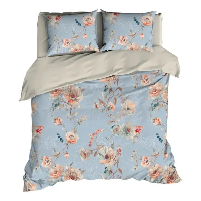 Afbeelding van Dekbedovertrek Satin d&#039;or Charlotte Blue Satijn 240 x 200 / 220 cm Lits Jumeaux