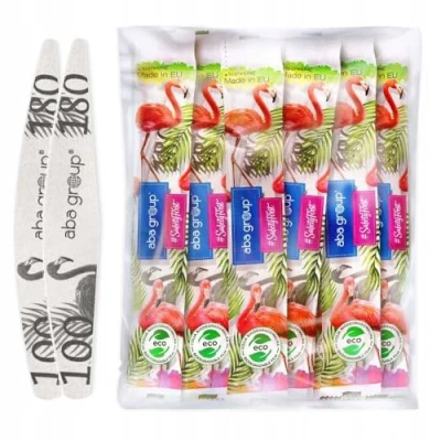 Afbeelding van Aba Group Nagelvijlen 100/180 Wings Slim Flamingo Veilige verpakking, dubbelzijdige nagelvijl, 50 stuks
