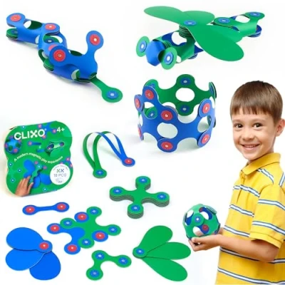Afbeelding van Clixo Itsy 18 stuks set (blauw/geel) flexibel magnetisch speelgoed