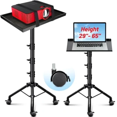 Afbeelding van CAHAYA CY0332 Beamerstandaard, projectorhouder, multifunctioneel, met omni directionele wielen, vloerstandaard voor laptopstandaard, projector, camera verstelbare hoogte, outdoor films