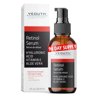 Afbeelding van YEOUTH Retinol Serum met Hyaluronzuur, Perfecte Combo Vitamin C Serum, Berder dan the Ordinary Gezichtsserum! Doelen Rimpels, Fijne Lijntjes, Acne, Donkere Vlekken 2oz