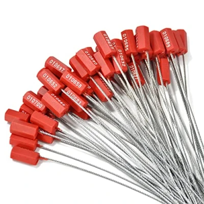 Afbeelding van 100 stuks genummerde veiligheidskabelafdichtingen Sabotage Duidelijke Staaldraad Seal Tags Pull Tite Metalen Draad Seals Zelfborgende Verzendlabels (Rood)
