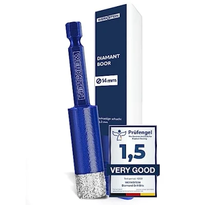 Afbeelding van WERKSTEIN Tegelboor 14 mm extreem duurzaam voor tegels, glas, keramiek, porselein, graniet, marmer, en meer I Diamantboor met zeshoekige schacht
