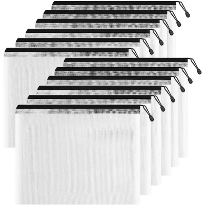 Afbeelding van Documententas met ritssluiting, A5, 12 stuks, transparant pvc, documentenmap, opslag van kleine voorwerpen, cosmetica, reisaccessoires enz. (12 zwart)