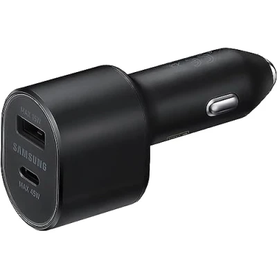 Afbeelding van Samsung Dual Port Autolader 45W (USB C) &amp; 15W + USB C naar Kabel Zwart