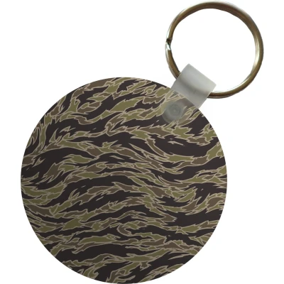 Afbeelding van Sleutelhanger Camouflage patroon met strepen Plastic Rond Uitdeelcadeautjes