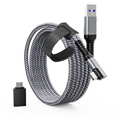 Afbeelding van Tiergrade Link kabel 3M compatibel met Quest2/Pico 4, USB A naar C accessoires 5 Gbps gegevensoverdracht, nylon gevlochten 3.0 voor VR headset en gaming pc