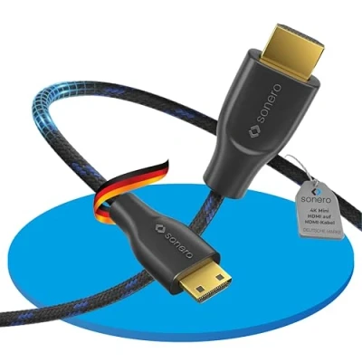 Afbeelding van Sonero® Premium High Speed Mini HDMI naar 4K kabel C male A vergulde contacten dubbel afgeschermd textielmantel 3,00m