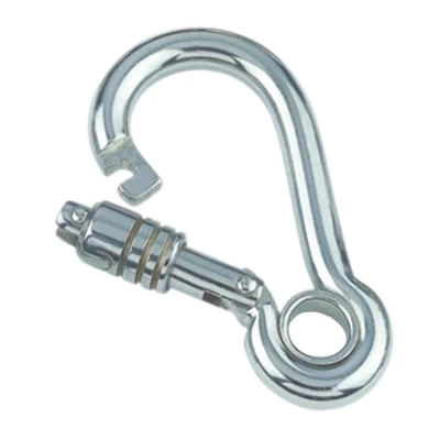 Afbeelding van RVS Karabijnhaak met veerslot en oog 8 x 80 mm 316