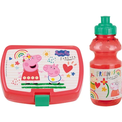 Afbeelding van Peppa Pig lunchbox set voor kinderen 2 delig roze kunststof Lunchboxen