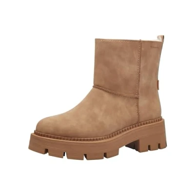 Afbeelding van Tamaris Enkellaarsjes met plateauzool, Dames, Maat: 41, Camel Schoenen