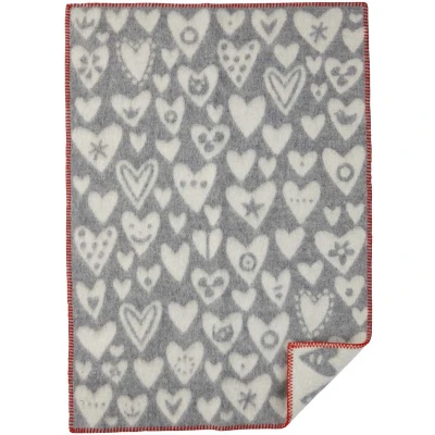 Afbeelding van Wiegdeken Wol Heart Grijs 65 x 95 cm Klippan Babydeken