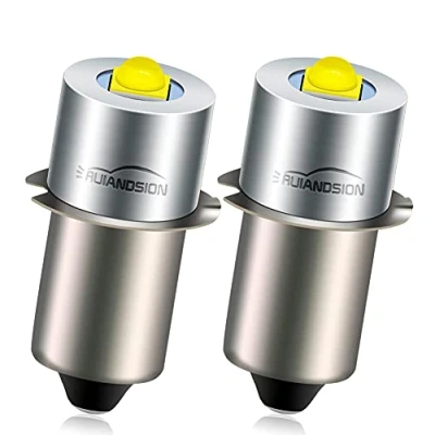 Afbeelding van Ruiandsion Upgrade LED Zaklamp Gloeilamp P13.5S 6 24V Lamp 6V 9V 12V 18V 19.2V Vervanging voor Ryobi Milwaukee DEWALT Lantaarn Werk Licht Maglit Lampen, Niet Polariteit (Pack van 2)