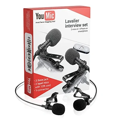 Afbeelding van Dual Lavalier Lapel Lav Mic 2 Pack Microfoonset voor iPhone X 8 7 Plus 6 6s 5 5s / iOS/Android interview, blog of podca