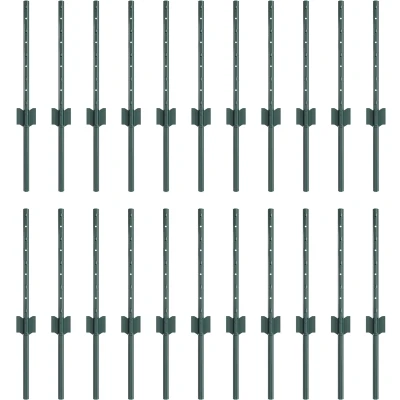 Afbeelding van vidaXL Fence Posts 22 stuks U Channel Groen 80 cm Staal
