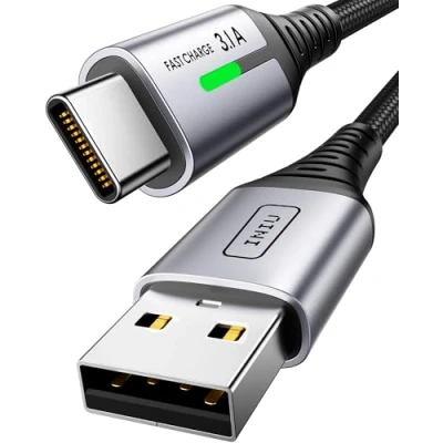 Afbeelding van INIU USB C Kabel, [2M] Snel Opladen to A, Charger Kabel Zinklegering Gevlochten Datakabel Telefoonoplader voor iPhone 15 Pro Max Galaxy S23 S22 S21
