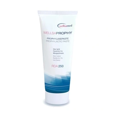 Afbeelding van wellsamed Wellsaprophy Profylaxepasta RDA 250, korrelgrootte grof, 95 g tube, polijstpasta, tandpolijstpasta, prophy pasta tandheelkundige professionele 1 stuk