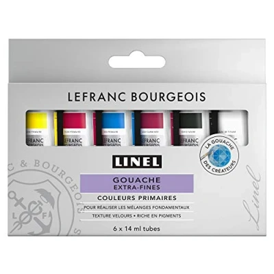 Afbeelding van Lefranc &amp; Bourgeois Linel Gouache Extra Fine Primary Colors Set 6x14ml