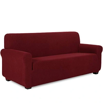 Afbeelding van TIANSHU Bankhoes, Rekbare Bankovertrek, Stretch Bankhoezen, Elastische Meubelbeschermer Jacquard Sofahoes (3 Zits, Claret)