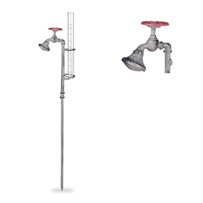 Afbeelding van Relaxdays regenmeter waterkraan neerslagmeter 17 cm van glas rustiek grijs