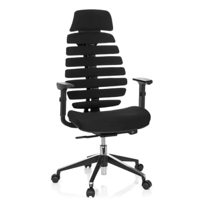 Afbeelding van hjh OFFICE 714540 ergonomische bureaustoel Ergo Line II Pro met hoofdsteun en lendensteun, stoffen bekleding, zwart
