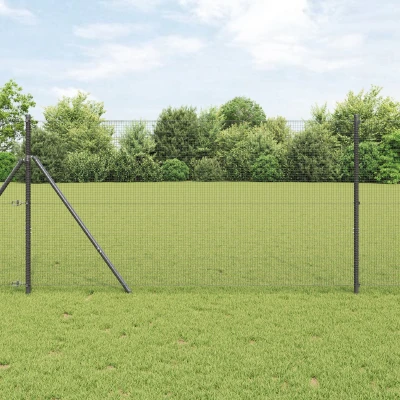 Afbeelding van vidaXL Gelaste Draadhek met 7 Palen Grijs 1.4x10 m Staal