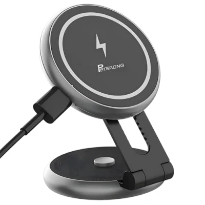 Afbeelding van PETERONG Magnetische draadloze autolader compatibel met MagSafe oplader voor Tesla Model 3/Y, autotelefoonhouder opvouwbare onzichtbare wiegstandaard kleverige lijm 360 iPhone 15/14/13/12