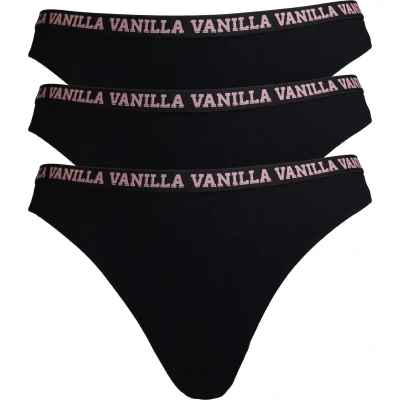 Afbeelding van Vanilla Dames string, Ondergoed dames, Lingerie 3 stuks Egyptisch katoen Zwart XXL