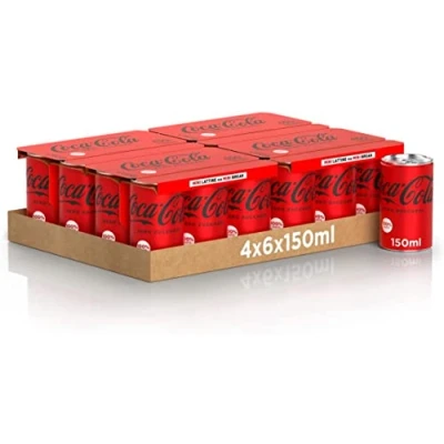 Afbeelding van 24x Coca Cola Zero Sugar mini blikjes koolzuurhoudende drank 150 ml softdrink