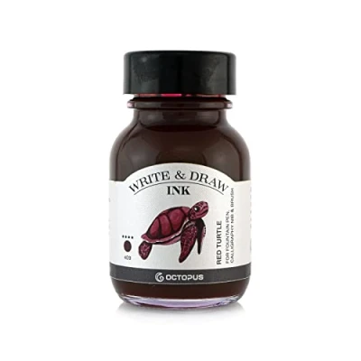 Afbeelding van Octopus Write and Draw Ink 409 Red Turtle, watervaste inkt voor schrijven en tekenen, kalligrafie inkt, lichtechte tekeninkt vulpen, glaspen, penseel, 50 ml