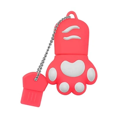Afbeelding van USB stick, 128 GB, stick 2.0, schattige mini flashdrive, hoge capaciteit, creatieve met kattenpoot, roze