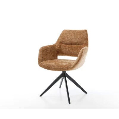 Afbeelding van DELIFE Draaistoel Yago Flex met armleuning chenille Roest kruisframe breed zwart 360 draaibaar rocker functie pocketveer kern