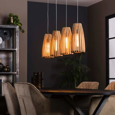 Afbeelding van Fraaai Laela hanglamp 4L Hout