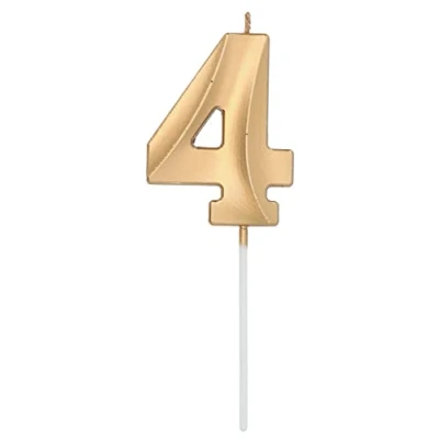 Afbeelding van Folat Kaars Glamour Goudkleurig Metallic cijfer 4