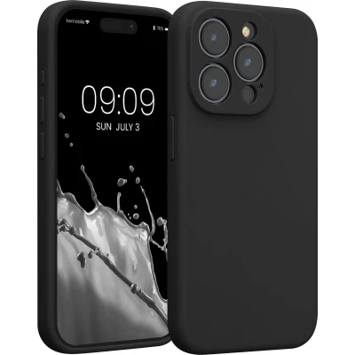 Afbeelding van kwmobile telefoonhoesje geschikt voor Apple iPhone 15 Pro TPU backcover met siliconen coating Smartphone case in zwart