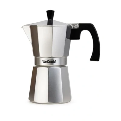 Afbeelding van WECOOK! Paola Express Italiaans koffiezetapparaat, 1 koffiekopje, siliconen afdichting, veiligheidsventiel, glaskeramiek, gas, elektrisch
