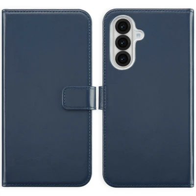 Afbeelding van Samsung Galaxy A56 Hoesje Echt leder Selencia Bookcase Blauw Telefoonhoesje