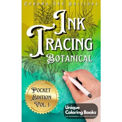 Afbeelding van Ink Tracing Botanical Pocket Edition: Flower Coloring Book: Follow the White Lines to Reveal Nature&#039;s Beauty. A Fresh Approach Reverse Coloring: Pen and Artistry for All Ages
