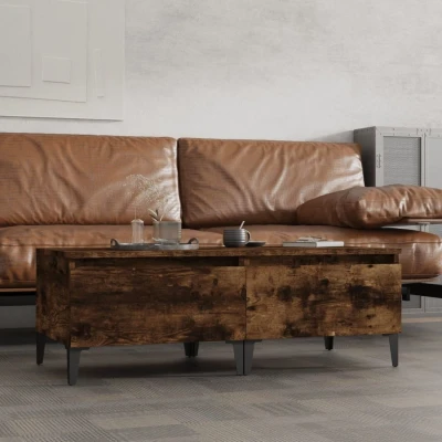 Afbeelding van Bijzettafels 2 st 50x46x35 cm bewerkt hout gerookt eikenkleurig