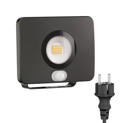 Afbeelding van ledscom.de LED tuinspot WEGA voor buiten, IP44, bewegingsmelder, stekker, zwart, 11,9 W, 880lm, wit, wandlamp, buitenspot, tuinlamp, wandspot, 230v