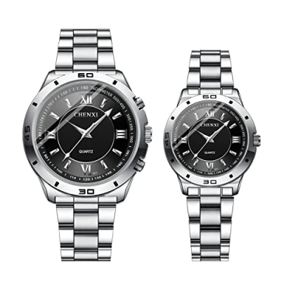 Afbeelding van JewelryWe Horloges voor dames en heren, analoog, kwarts, polshorloge, 30 m, waterdicht, roestvrij stalen armband, zakelijk, casual horloge met lichtgevende wijzers horlogegereedschap, verschillende