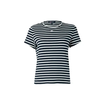 Afbeelding van Tommy Jeans Dames TJW SLIM ESSENTIAL RIB SS EXT S/S T shirt, blauw, XL, Blauw (Donker Night Navy/Streep), XL