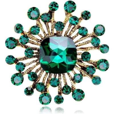 Afbeelding van Vintage Gesimuleerde Emerald Bloem Broche Pin Voor Vrouwen Meisjes