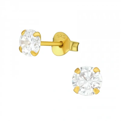Afbeelding van Zilveren oorbellen Oorstekers Gold plated oorstekers, kristal