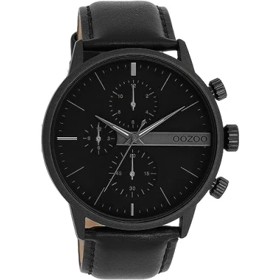 Afbeelding van OOZOO Timepieces zwarte horloge met leren band C11224