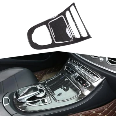 Afbeelding van Auto interieur ABS Plastic Center Console Gear Panel Frame Cover Trim Stickers Voor MB E Klasse W213 2016 2017 2018 Linker en rechterhand Driver (koolstofvezel)
