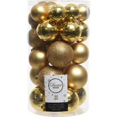 Afbeelding van Kerstbal plastic glans mat glitter assorted licht goud KSD