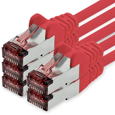 Afbeelding van 1aTTack.de Cat6 netwerkkabel 5 x 1m rood Ethernetkabel Lankabel Lan Sftp Pimf patchkabel 1000 Mbit s