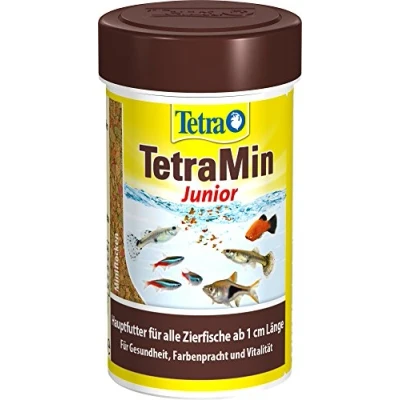 Afbeelding van Tetra Min Junior visvoer in de vorm van kleine vlokken voor groeiende jonge vissen vanaf 1 cm lengte, speciaal groeivoer, 66 ml blik