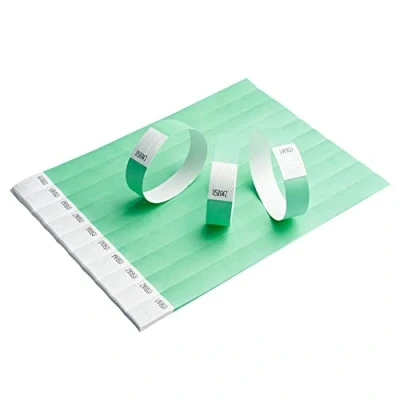 Afbeelding van Tyvek, papieren armbanden, 100 stuks, 19 mm, voor evenementen, festivals, scheurvast, verkrijgbaar in 12 kleuren, aqua